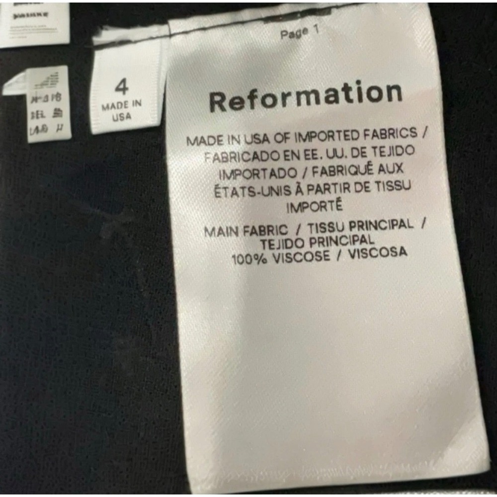 Reformation Black Floral Open Back Mini Dress Size 4 Short Sleeve Viscose USA - Picture 9 of 10